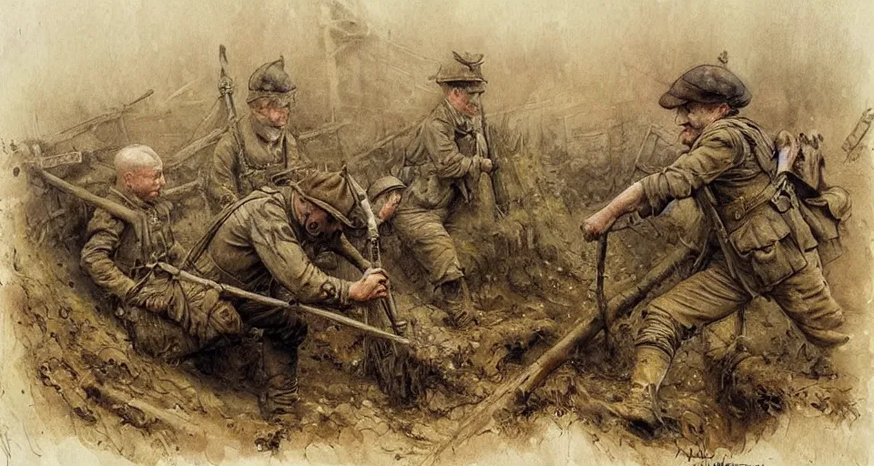 Prompt: (((((a muddy WWI trench))))) by Jean-Baptiste Monge!!!!!!!!!!!!!!!!!!!!!!!!!!!