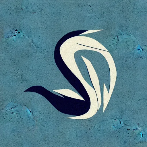 Image similar to a beautiful software logo of blue swan, 2 d origami, line art