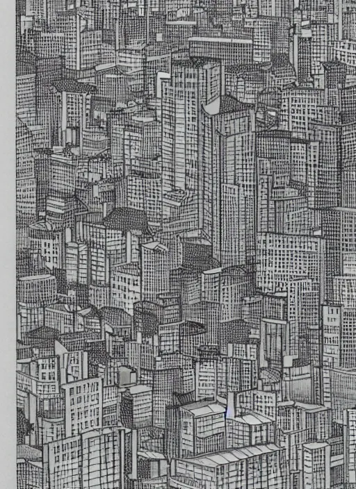 Prompt: a city, an illustration by minoru nomata, architecture