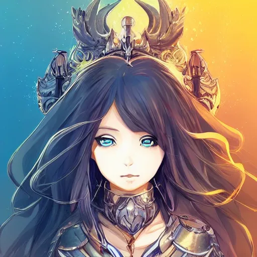 Image similar to “A detailed stunning and beautiful anime woman with brown-flowing hair, long blue-cape, decorative leather armor, surrounded by a catacomb of books, trending on artstation, by rossdraws”