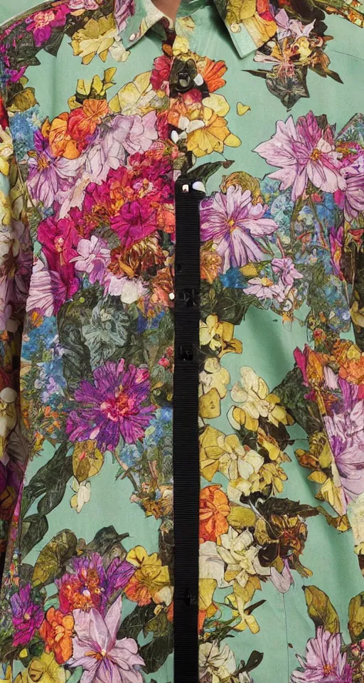 Image similar to close up of max payne floral shirt in a bar, sun shining, photo realistic illustration by greg rutkowski, thomas kindkade, alphonse mucha, loish, norman rockwell.