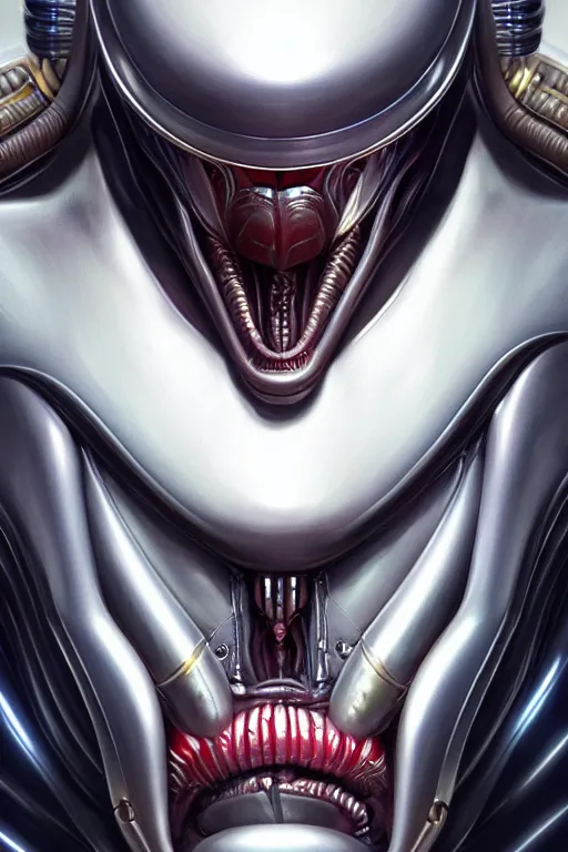 Prompt: Elon Musk as Alien Xenomorph, realistic portrait, symmetrical, highly detailed, digital painting, artstation, concept art, smooth, sharp focus, illustration, cinematic lighting, art by artgerm and greg rutkowski and alphonse mucha