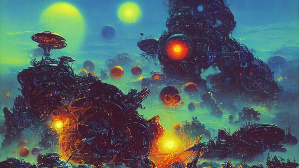 Image similar to strange alien planet by Paul Lehr and Bruce Pennington