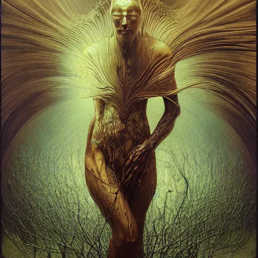 Image similar to cyber nomad by zdzisław beksinski, iris van herpen, raymond swanland and alphonse mucha. highly detailed, hyper - real, beautiful