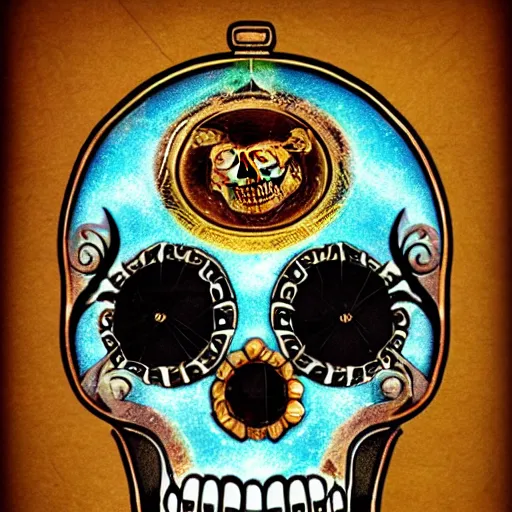 Image similar to A steam punk sugar skull