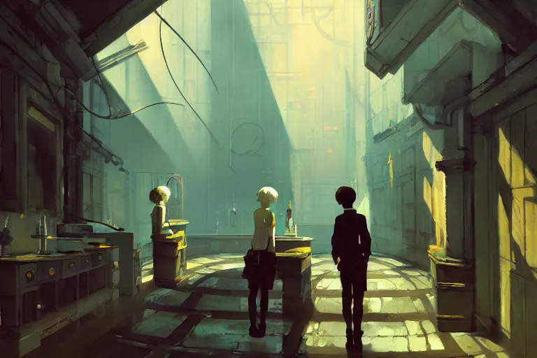 Image similar to baroque oil painting of anime key visual environment concept art of of aperture science laboratories from portal 2, acrylic painting, trending on pixiv fanbox, palette knife and brush strokes, style of makoto shinkai jamie wyeth james gilleard edward hopper greg rutkowski studio ghibli genshin impact