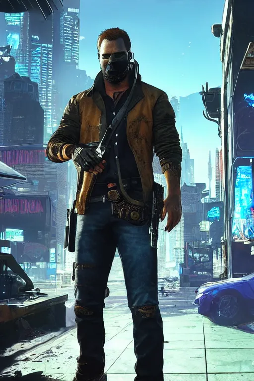 arthur morgan as a blackops assassin. cyberpunk 2077, Stable Diffusion