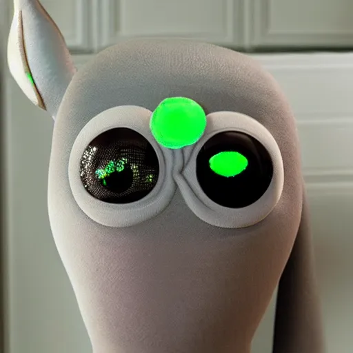 Prompt: big eyed gray alien, wearing green panties