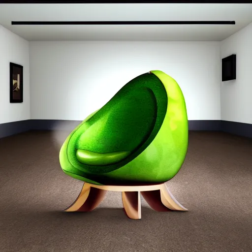 Image similar to an armchair in the shape of an avocado cinematic lightning 4k award winning artstation