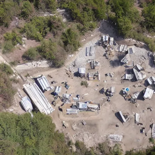 Image similar to birds eye view of sci-fi quarry