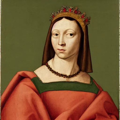 Prompt: a renaissance style portrait painting of an animal, wearing a crown and cape, dark background
