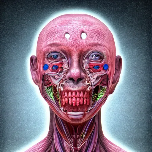 Image similar to an evolved human with new organs to thrive in the future ( body horror ), award winning digital art realistic