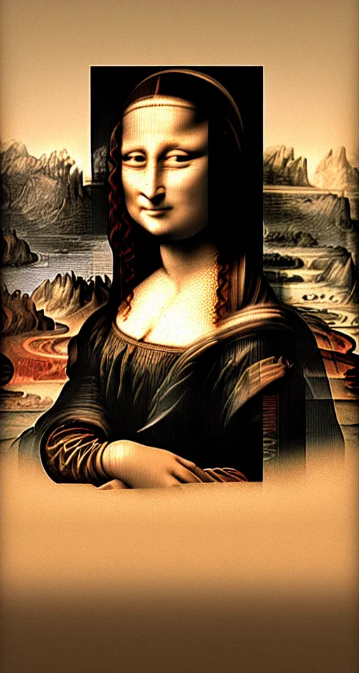 Image similar to the mona lisa as a robot, digital art