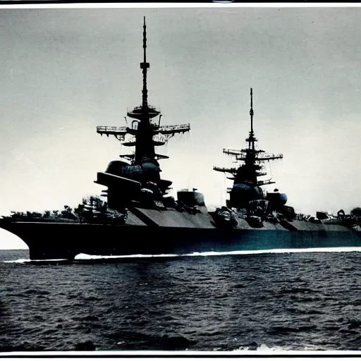 Image similar to color photo of japanese battleship yamato, hyperdetailed, clolor photograph