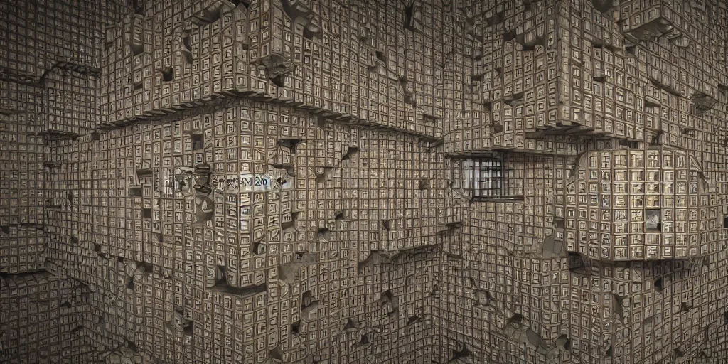 Image similar to endless menger sponge megastructure, realistic lighting, detailed photo, sharp focus, hd