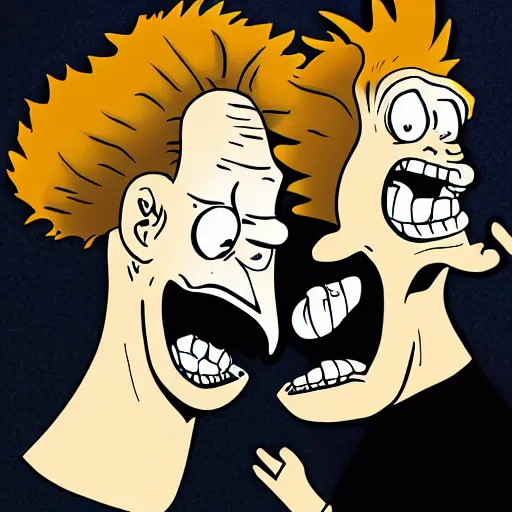 Prompt: beavis and butthead, comic book style, comic drawing, cartoon, digital art