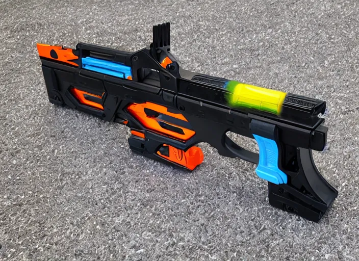 Prompt: product photo of the most impressive scifi nerf gun