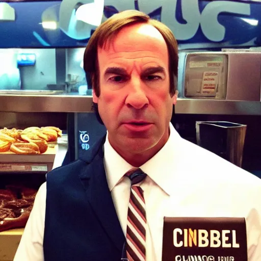 Image similar to saul goodman working at cinnabon, better call saul