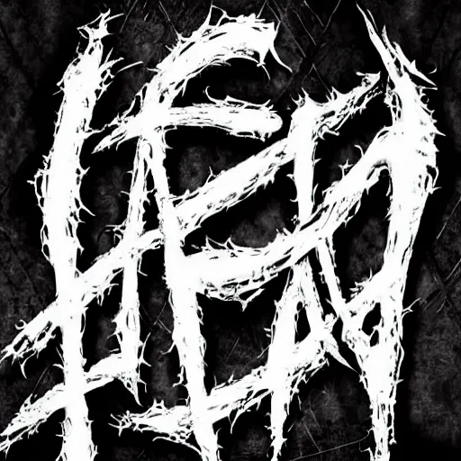 Prompt: black metal band font, unreadable, looks like varicose veins, symmetrical, illegible