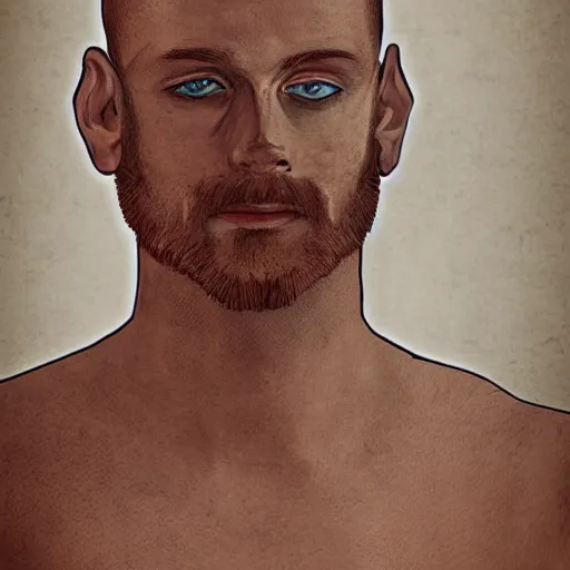 Prompt: a man with eyes all over his body, digital art