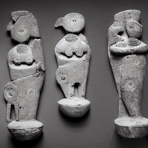 Prompt: ancient harappan toys, award winning black and white photography