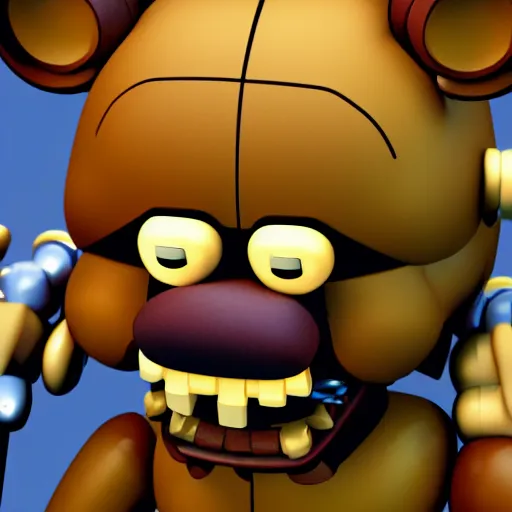 Prompt: five nights at freddy's, freddy fazbear, scott cawthon, octane render, creepy, animatronic,