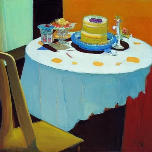 Prompt: The Queen\'s Table by Wayne Thiebaud