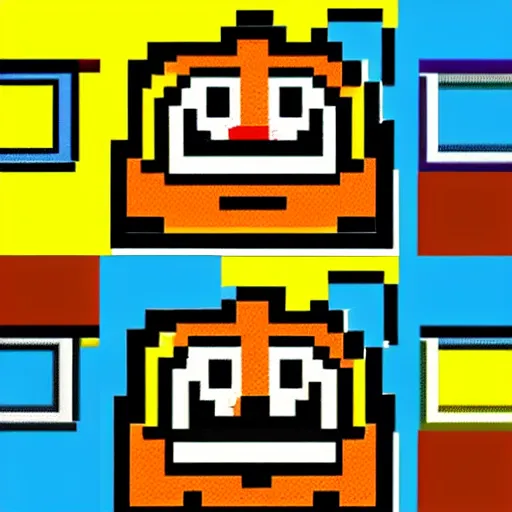 Prompt: pixel art, poo with smiling face, bright colours