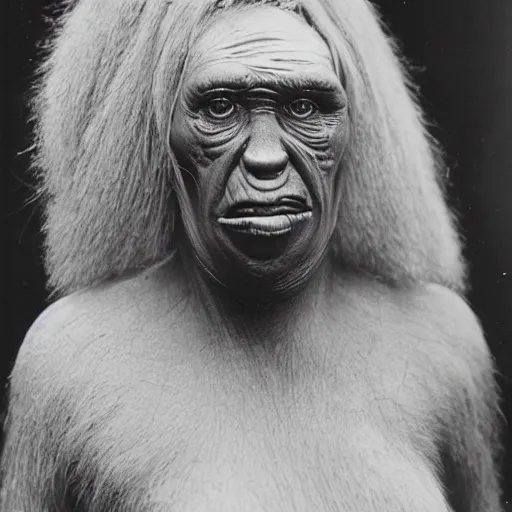 Image similar to Marjorie Taylor Green as a neanderthal