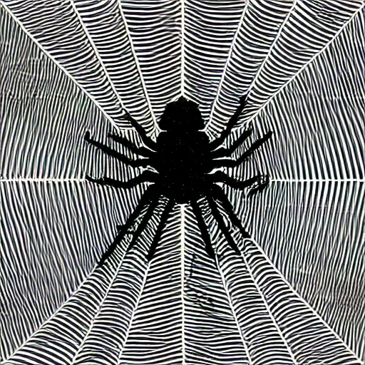 Image similar to one-line art grafic the a spider web as shape-sheep, grey scale