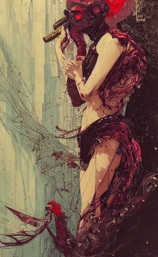 Image similar to badempanada, eun emerging from renaissance italy into a cyberpunk mutiversal realm by conrad roset, nicola samuri, dino valls, m. w. kaluta, jakub rebelka, rule of thirds, seductive look, beautiful