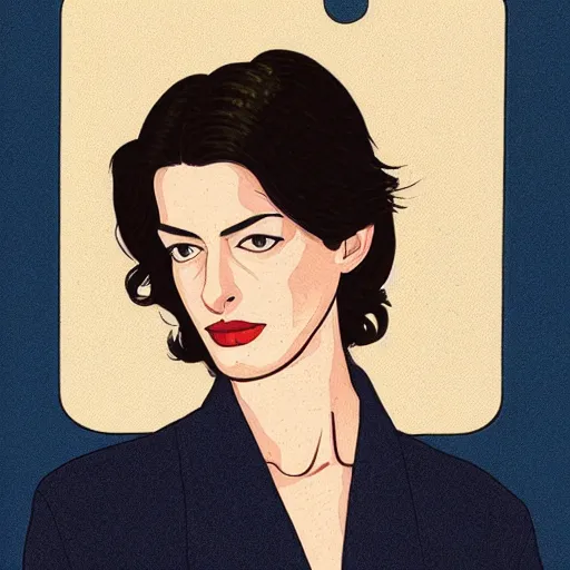 Prompt: anne hathaway retro minimalist portrait by jean giraud, moebius starwatcher comic, 8 k