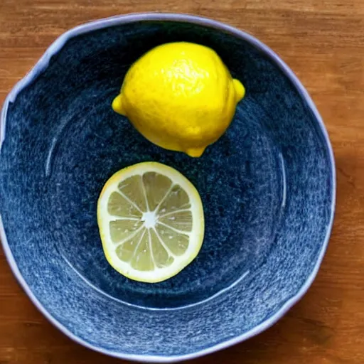 Prompt: bowl of water with slices of lemon floating in it