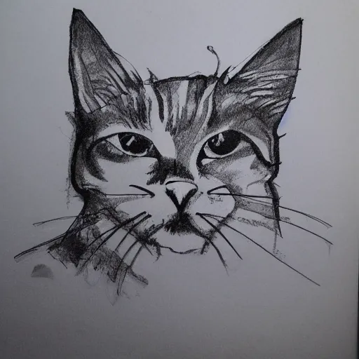 Image similar to dark ink sketch melting cat