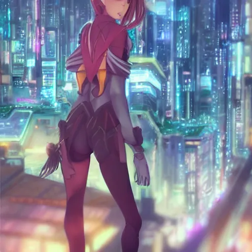 Prompt: A realistic anime painting of a beautiful female radiant knight standing in a futuristic city. digital painting by Sakimichan, Makoto Shinkai, WLOP, Rossdraws, Pixivs and , digital painting. trending on Pixiv. SFW version —H 1080 —W 1920