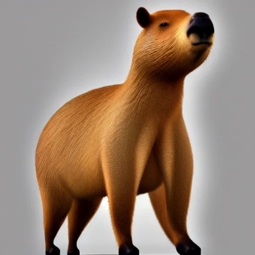 Image similar to a high quality photo of an antropomorphic capybara wearing a suit, 8k, digital art