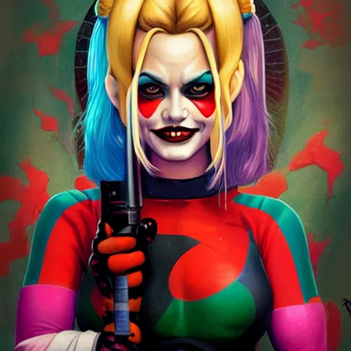 Image similar to lofi portrait of harley quinn as shehulk, pixar style, by tristan eaton stanley artgerm and tom bagshaw.