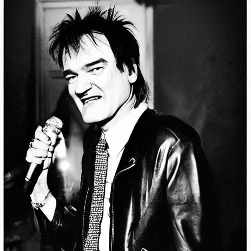 Image similar to quentin tarantino as lead singer in the smiths