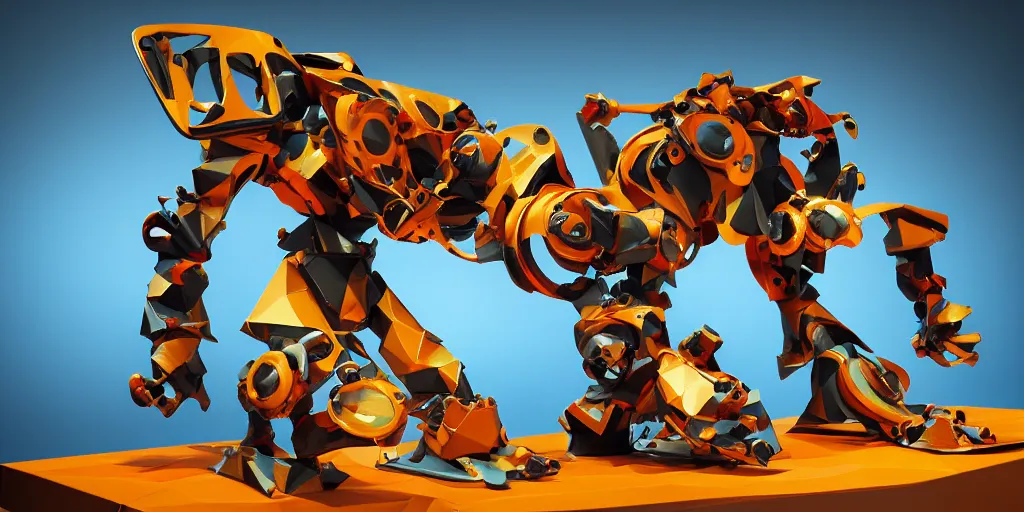 Prompt: ant zest abstraction bot, german flag colorway, low-poly plate armor, water-cooled, hydraulic features, elaborate, 5600x accelerator, hyperthreading, fantastical backdrop, award-winning sculpture, museum display, 4k, digital art