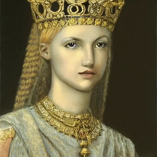 Image similar to young blonde girl coronated as roman empress