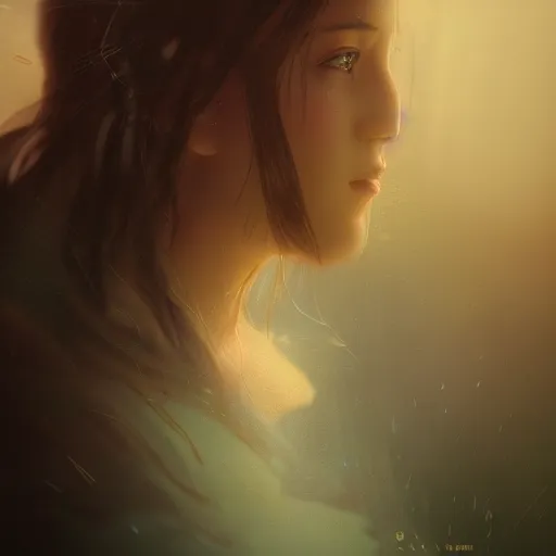 Image similar to beautiful aerith gainsborough, face centered portrait, confident, fog, rain, volumetric lighting, beautiful, golden hour, sharp focus, ultra detailed, cgsociety by leesha hannigan, ross tran, thierry doizon, kai carpenter, ignacio fernandez rios