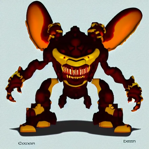 Image similar to a Cacodemon from DOOM 1993 in the style of Ratchet & Clank game