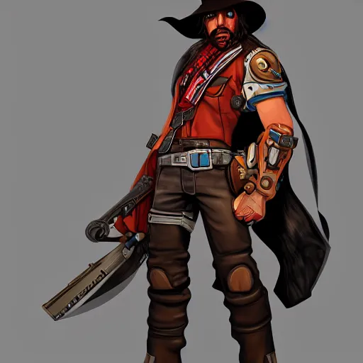 Prompt: Jesse McCree, digital art, game art,