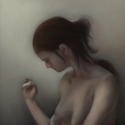 Image similar to what depression looks like, withering heart, oil painting, pale colors, high detail, 8 k, wide angle, trending on artstation,