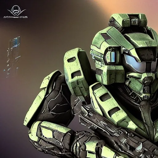 Image similar to “award winning diorama of The Arbiter on Halo. Used in Halo marketing campaign in 2007”