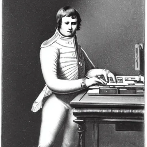 Prompt: Emperor Napoleon building a computer