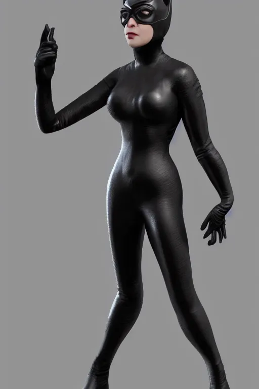 Prompt: full body 3d render of Catwoman, character art, concept art, photorealistic, finalRender, octane, Unreal Engine