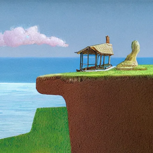 Prompt: a house on a cliff by the ocean by david wiesner