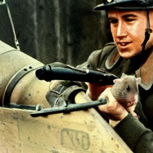 Image similar to a hamster in ww 2 fighting with the germans