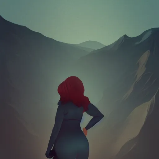 Image similar to photo of woman outside inspired by lois van baarle, background mountains, 8 k